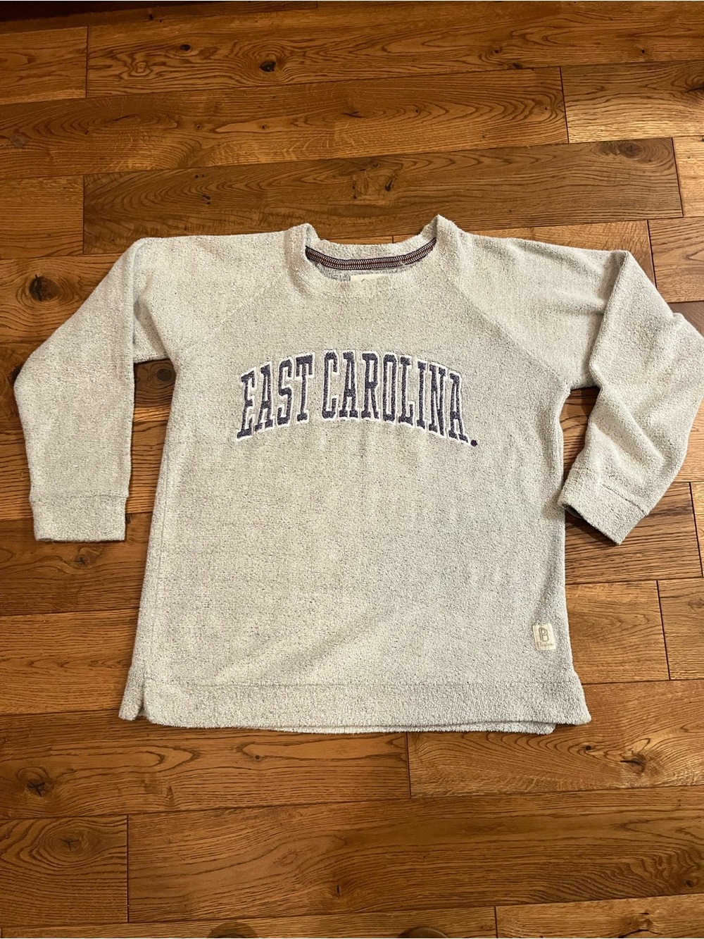 ECU Pressbox Terry Light Gray and Lilac Terry Knit Pullover